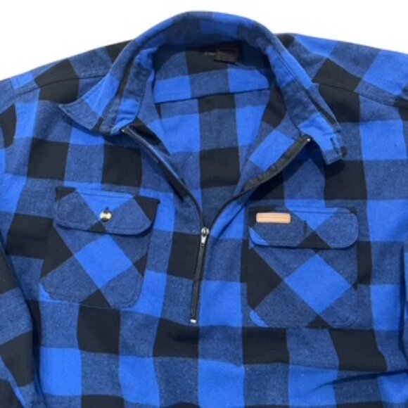 Hickory Shirt Company Men’s 3XLT Cotton Flannel LS Shirt Blue Plaid 1/4 Zip - Picture 3 of 11